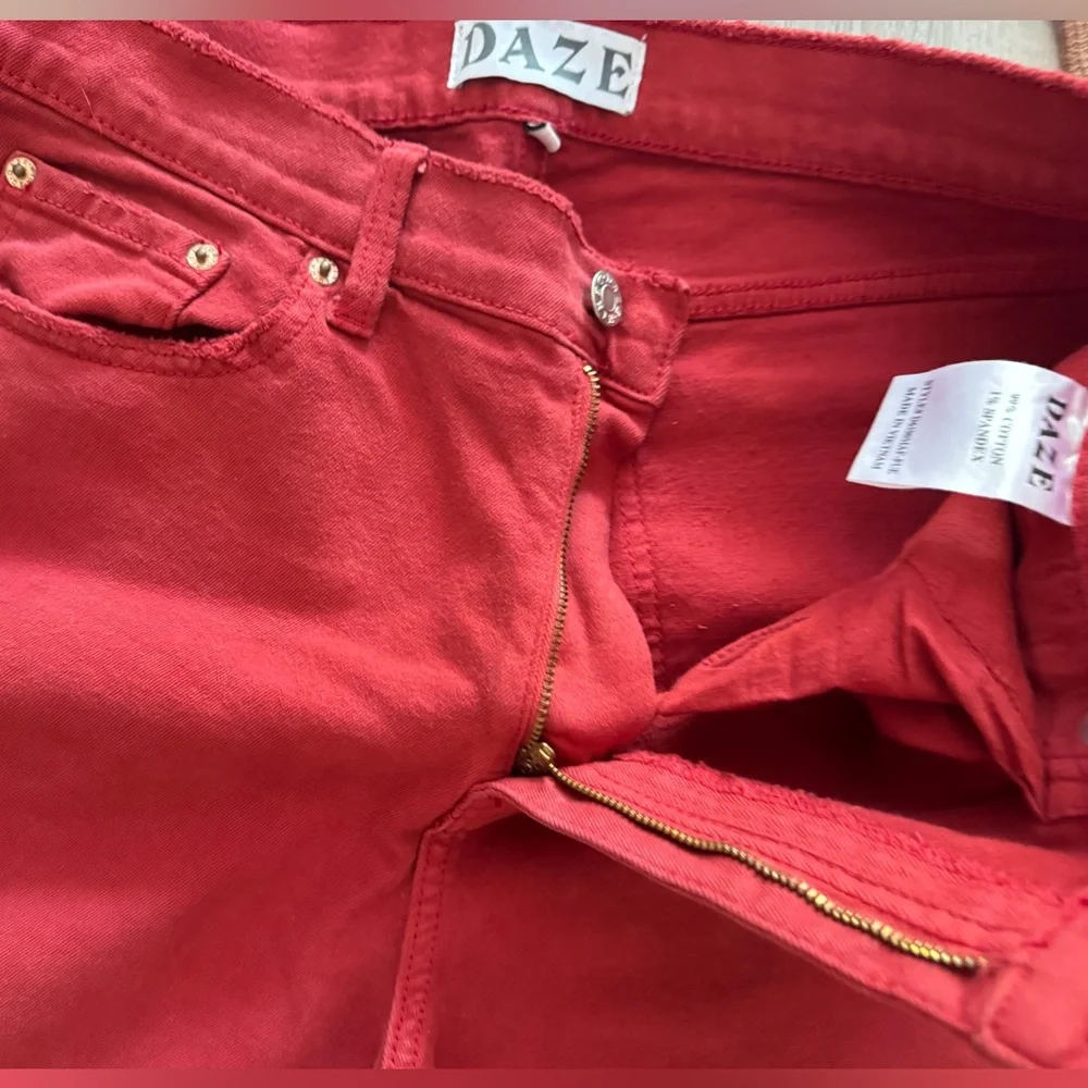 Women's DAZE Distressed Red Jeans